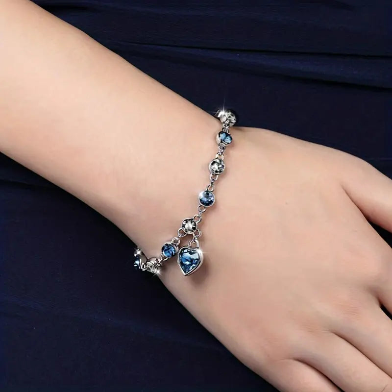 Upsell: Silver Sapphire Heart Chain Bracelet