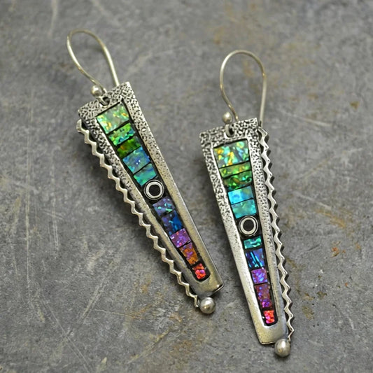 Colorful Vintage Earrings in Silver
