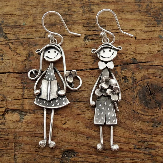 Vintage Boy and Girl Dangle Earrings