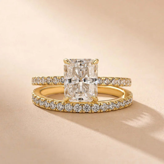 Moissanite Radiant Cut Wedding Ring Set