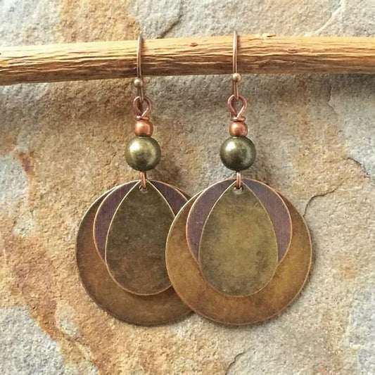 Vintage Rounded Golden Earrings