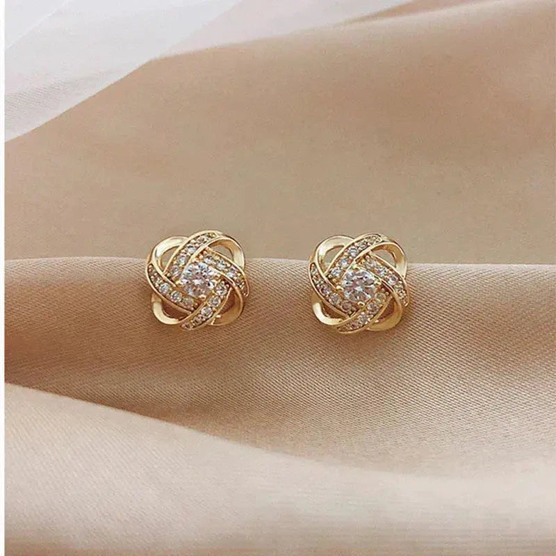 Luxe Spiral Cross Floral Earrings