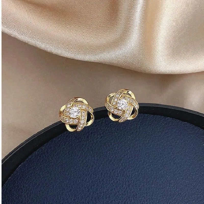 Luxe Spiral Cross Floral Earrings