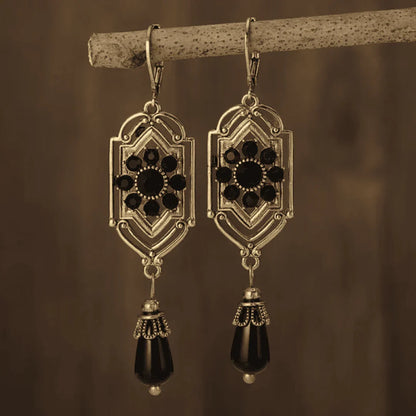 Black Crystal Drop Earrings