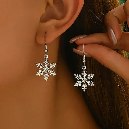 Elegant Snowflake Drop Dangle Earrings