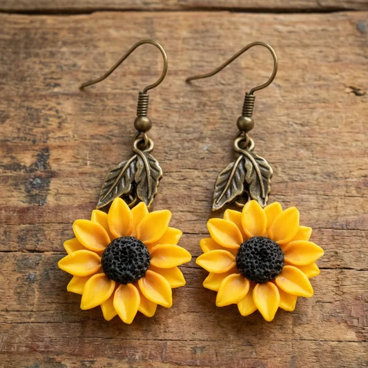 Vintage Bohemian Style Sunflower Drop Earrings