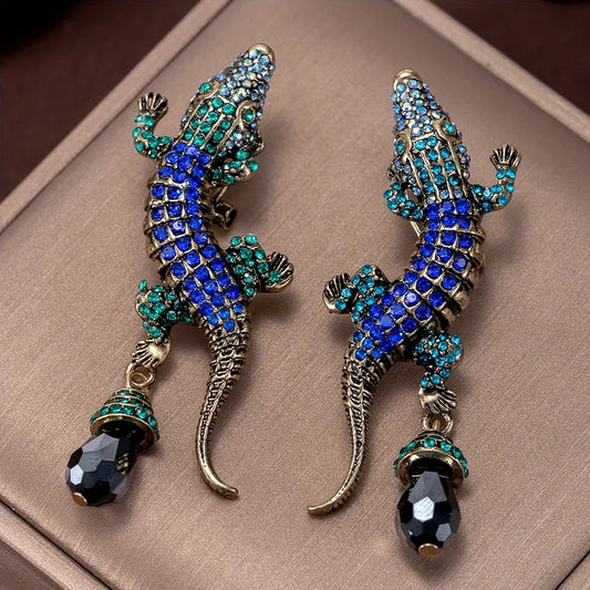 Vintage-Inspired Crocodile Tassel Earrings