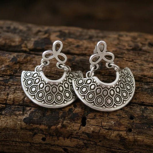 Vintage Antique silver dangling Greek Shield earrings