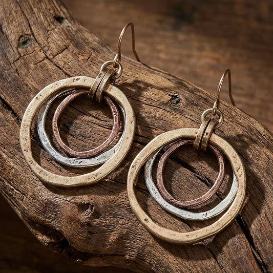 Vintage Gold & Silver Circles Earrings