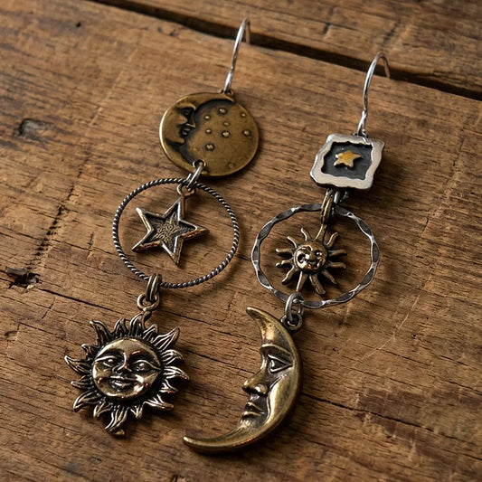 Sun-Moon Pendant Earrings