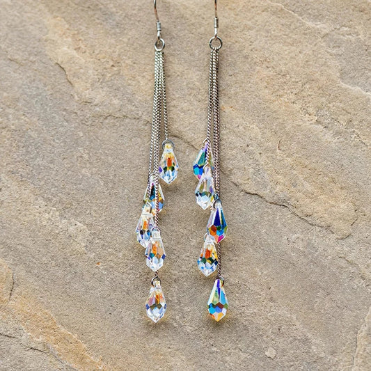 Elegant Long Teardrop Zircon Dangle Earrings