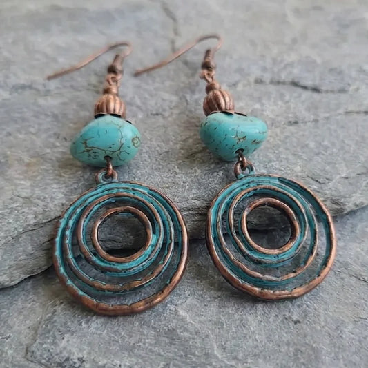 Vintage Bohemian Chic Geometric Round Drop Earrings