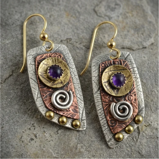 Vintage Bohemian Simple Irregular Shape Metal Engraved Earrings