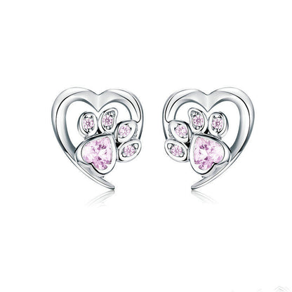 Silver Paw Print Stud Earrings