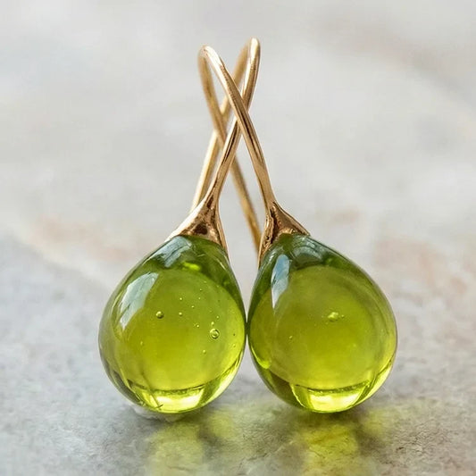 Vintage Olive Glass Earrings