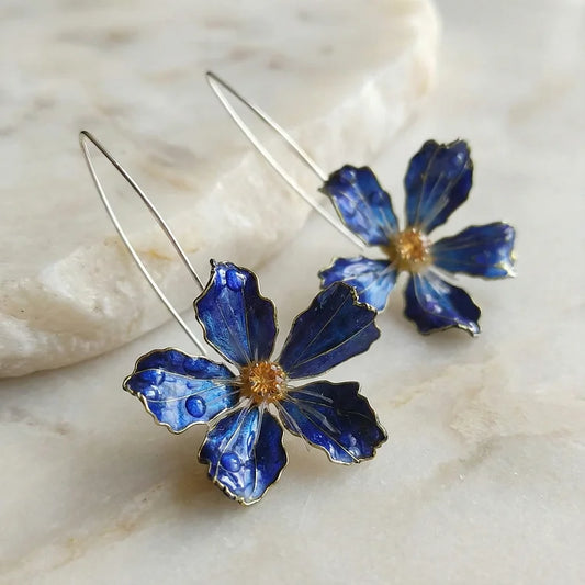 Blue Vintage Flower Earrings