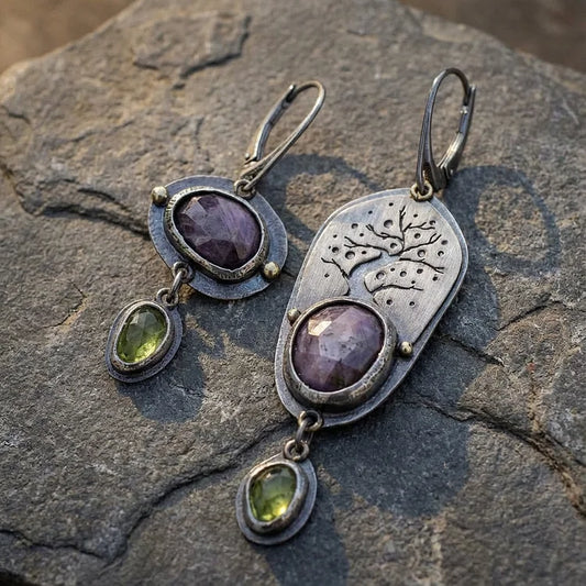 Vintage Irregular Purple Diamond Earrings