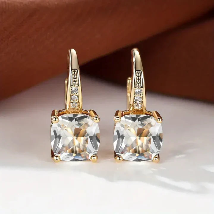 Mystic Gemstone Stone Hoop Gold Earrings