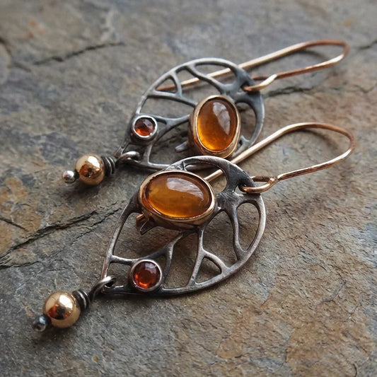 Vintage Orange Crystal Earrings