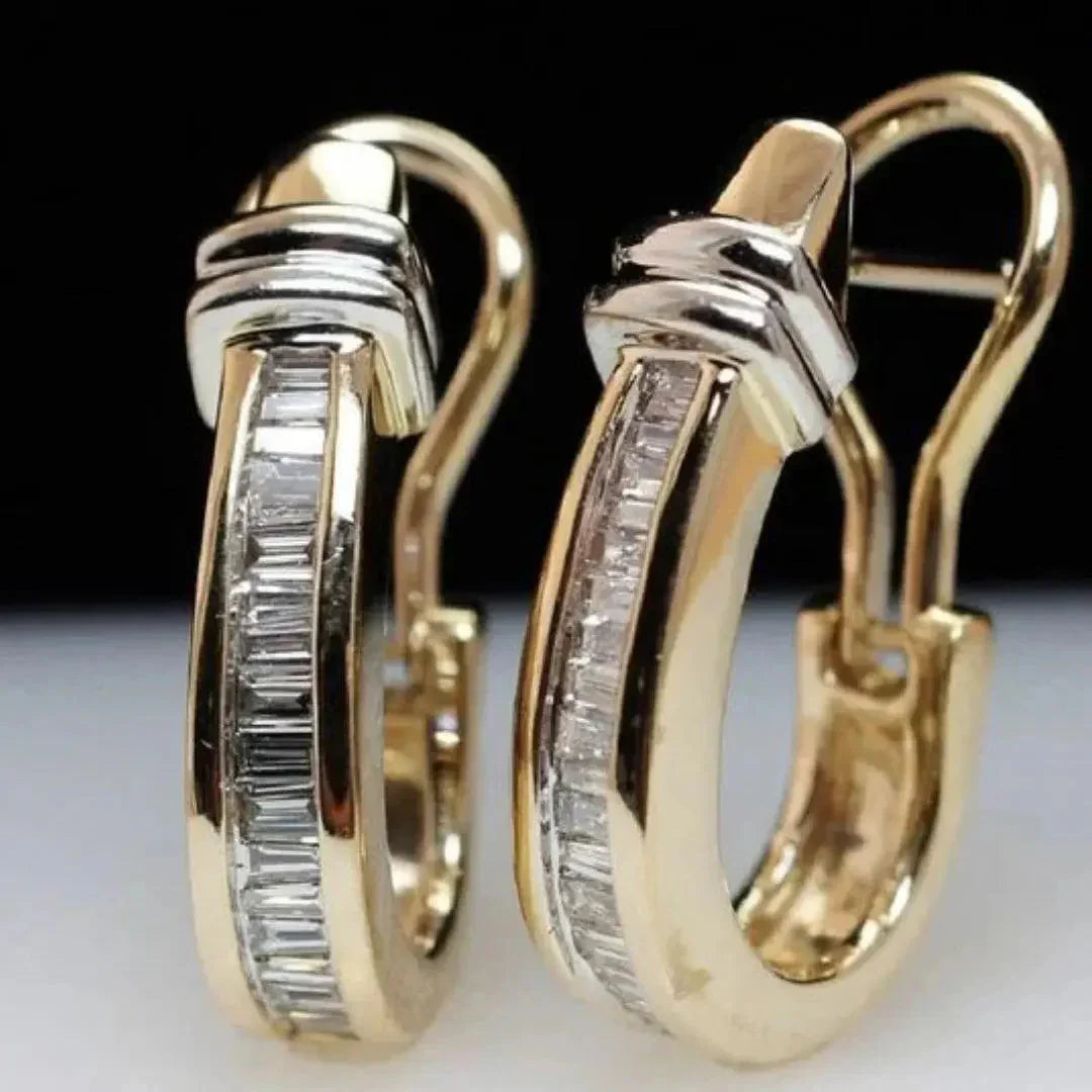 Classic Vintage Gold Earrings with Diamonds