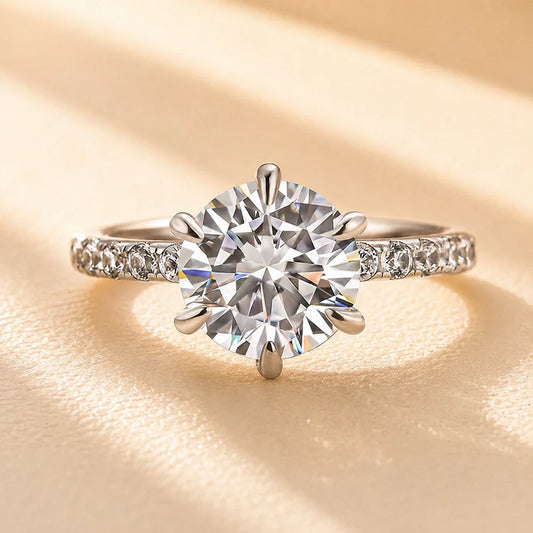 Moissanite Round Cut Engagement Ring for Women