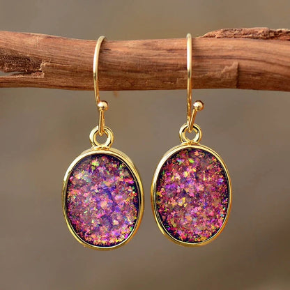 Druzy Opal Dangle Earrings