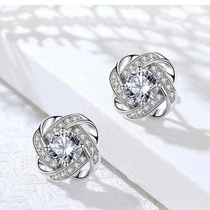 Luxe Spiral Cross Floral Earrings