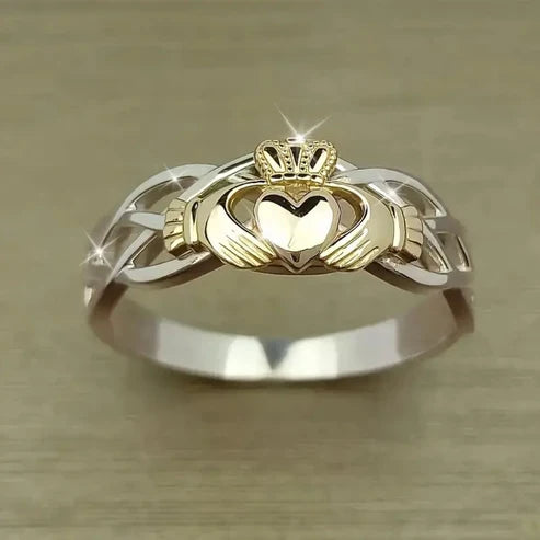 Gold Crown Silver Ring