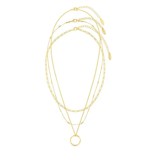 Open Circle Three Row Necklace