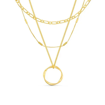 Open Circle Three Row Necklace
