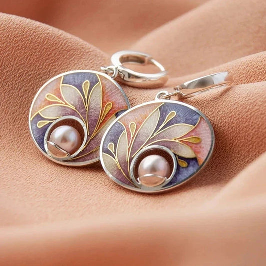 Vintage Acrylic Earrings with Pearls