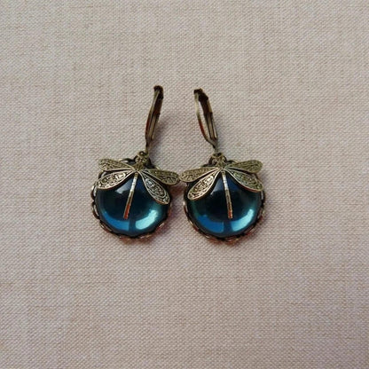 Antique Gold Dragonfly Earrings
