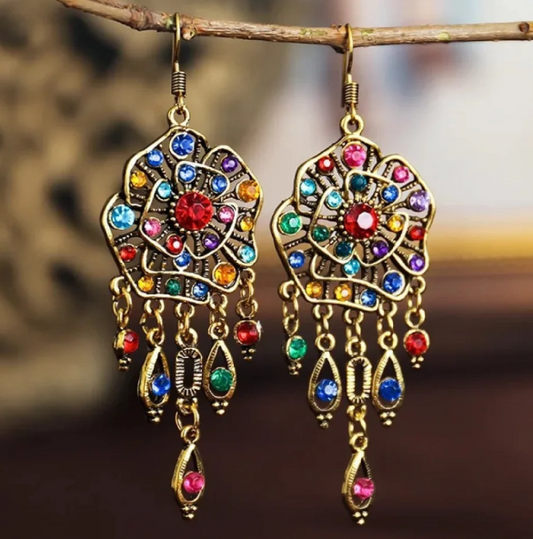 Vintage Colorful Mandala Earrings