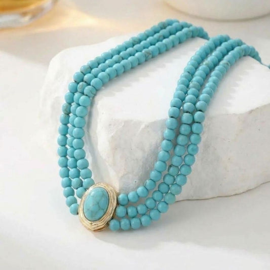 Elegant Vintage Turquoise Beaded Necklace
