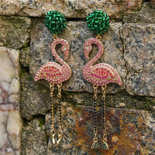 Vintage Flamingo Crystal Earrings