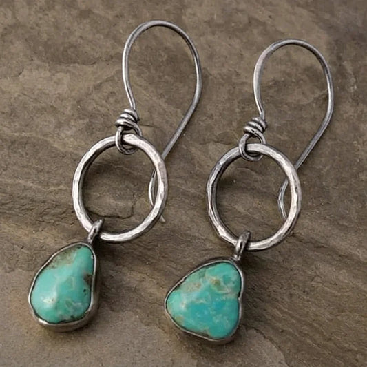 Vintage Natural Turquoise Stone Earrings
