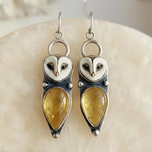 Moonlight Stone Owl Earrings