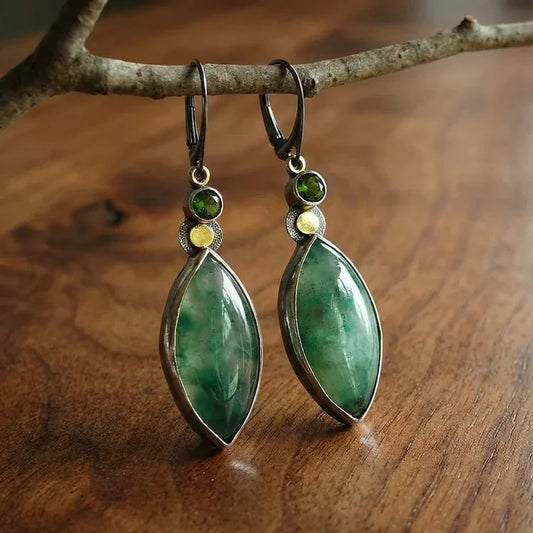 Vintage Green Stone Earrings
