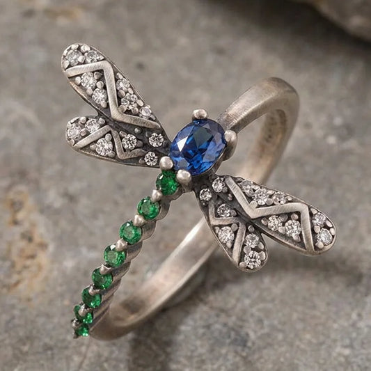 Dragonfly Zircon Colorful Ring