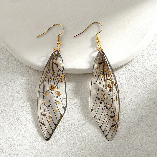 Fashion Transparent Resin Wings Drop Earring