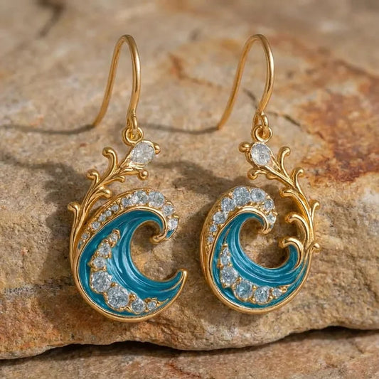 Fashionable Golden Wave Earrings