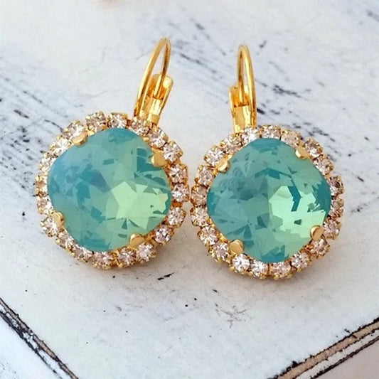Vintage Green Inlaid Jade Earrings