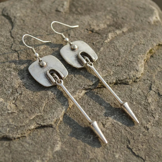 Vintage Geometric Abstract Square Arrow Drop Earrings