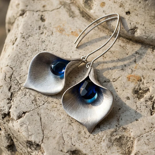 Blue Stone Earrings in Silver