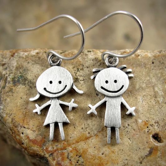 Vintage Happy Boy & Girl Earrings