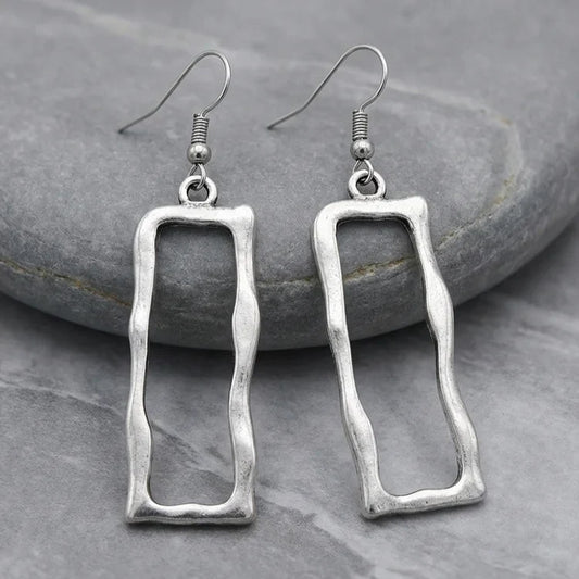 Vintage Rectangular Silver Earrings