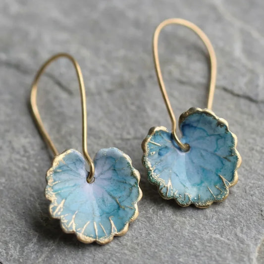 Vintage Blue Leaf Earrings
