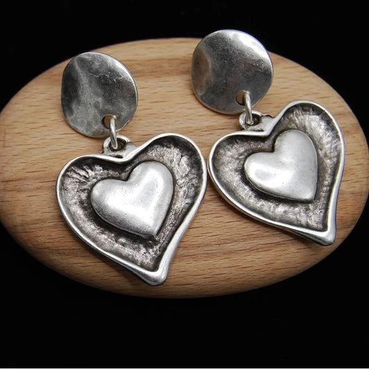 Vintage Silver Heart Earrings
