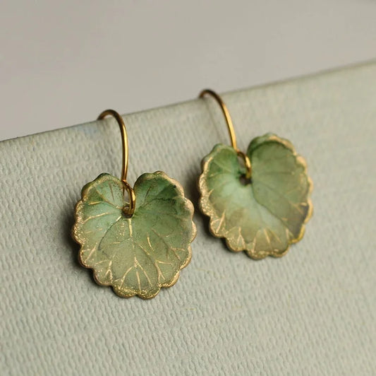 Vintage Green Leaf Earrings