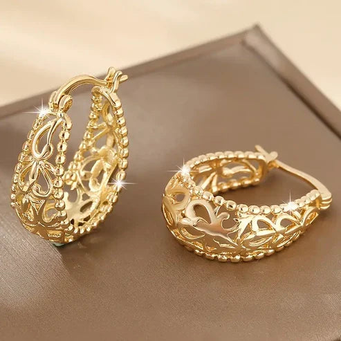 Gold Hollow Basket Earrings